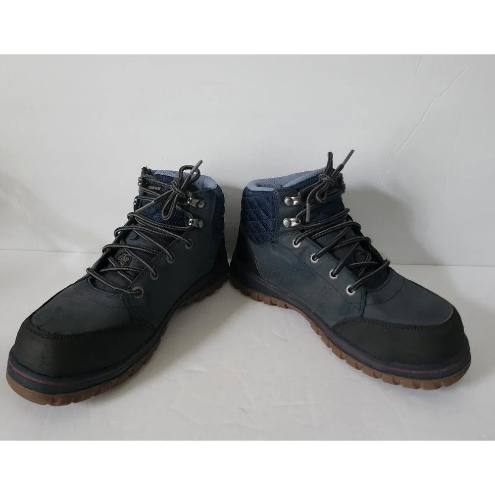 SKECHERS WORK WOMENS BOOT US 6.5 MCCOLL NAVY BLUE BLACK 108004 EH COMP TOE